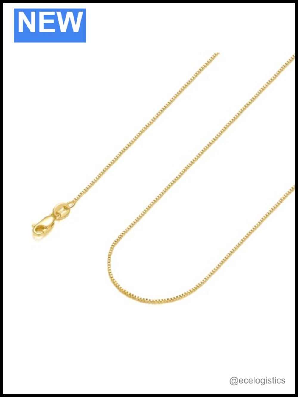 14K Gold Plated Box Chain Necklace for Women Slim Lightweight Layering Chain